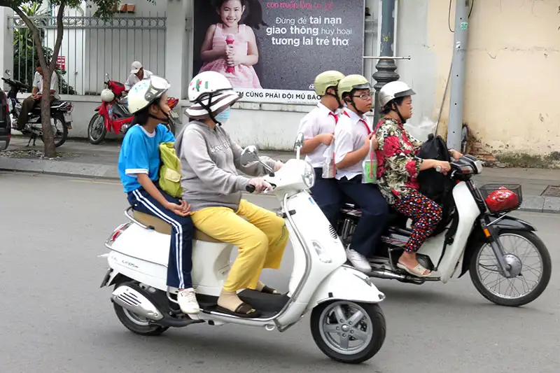Motorcycles on the road in Hanoi